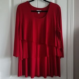 Susan Graver liquid knit 3 tier 3/4 sleeves top